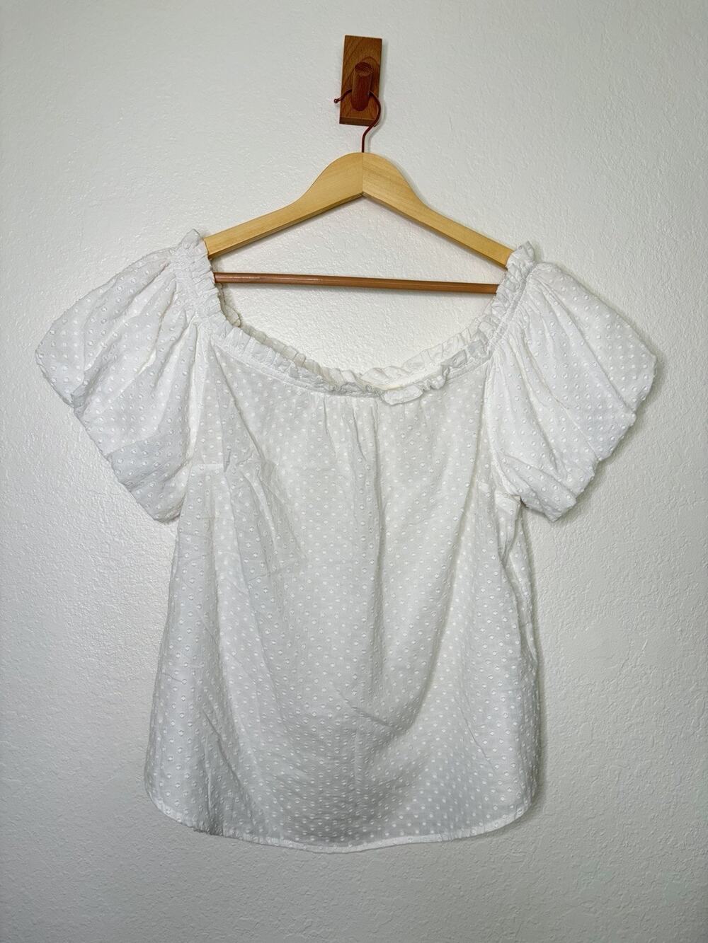 Anthropologie Maeve Sojourner Swiss Dot Off The Shoulder Top Size 8 Cottagecore
